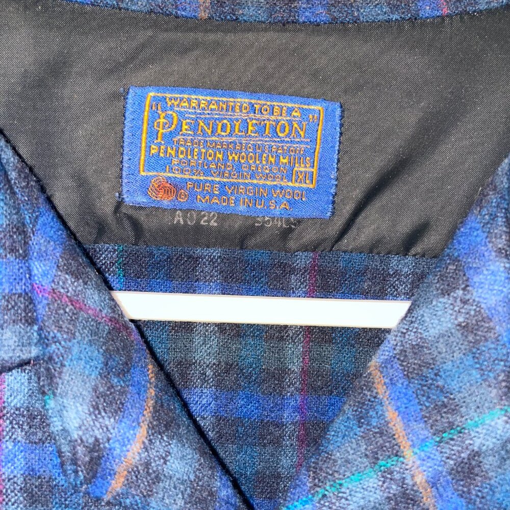Pendleton Flannel Navy Blue w Pockets Men's XL 100% Pure Virgin Wool - Picture 4 of 5